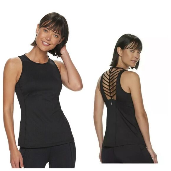FILA Sport Women's Strappy Tank Built-in Bra XS Blk - Picture 1 of 7